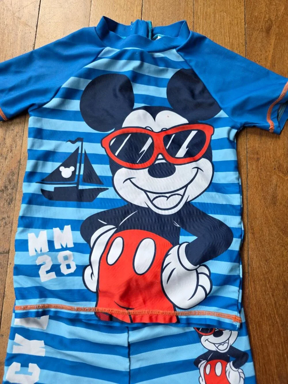 Disney Mickey And Friends Toddler Striped 2-Piece Bathing Suit Size 5